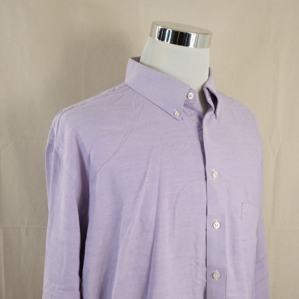 Stafford 18.5 38/39 X-Tall Fit Wrinkle Free Oxford Dress Shirt Purple Mens